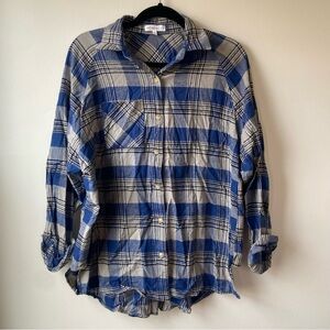 Lemieux Blue Plaid Button Down Shirt for Women